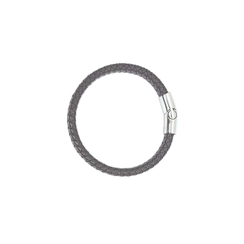 Geflochtenes Leder Metall Armband Dunkel Braunz