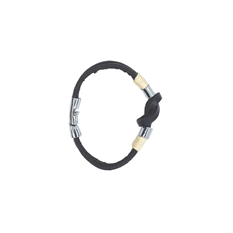 Leder Metall Armband Schwarz