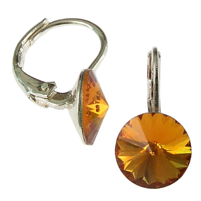 8mm Ohrringe mit Swarovski Kristall in der Farbe Topas Braun