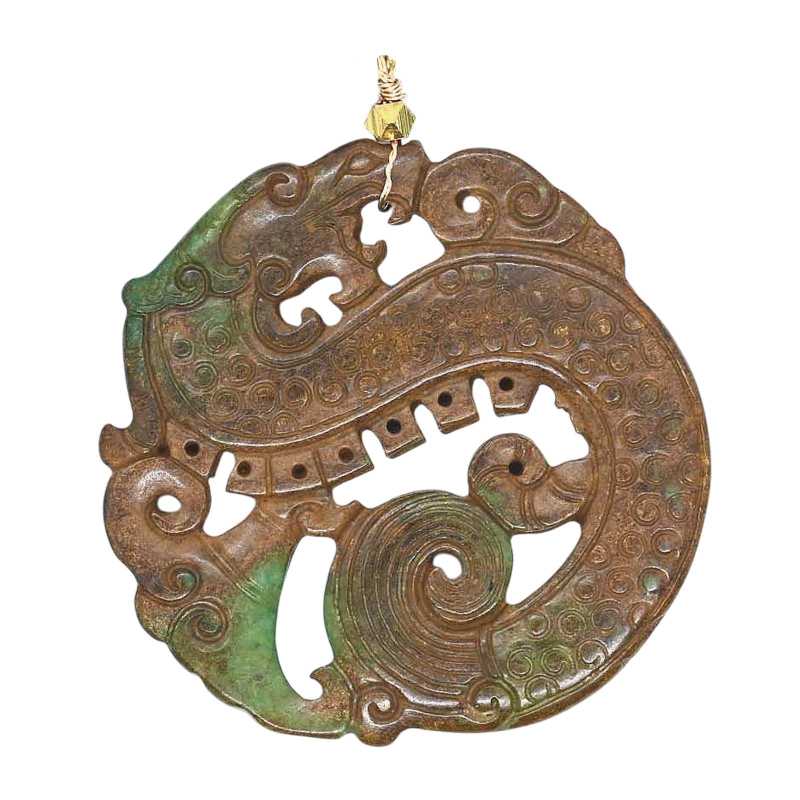 Braune Stein Kette mit Glücks Drachen Amulett