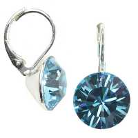 8mm Ohrringe mit Swarovski Kristall in der Farbe Aquamarin Blau