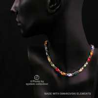 Navette Kette mit Swarovski Kristall: Vielfarben