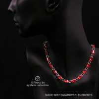 Navette Kette mit Swarovski Kristall: Siam Hell Rot