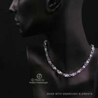 Navette Kette mit Swarovski Kristall: Saphir Hell