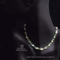 Navette Kette mit Swarovski Kristall: Peridot Grün