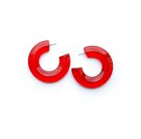 80er Modeschmuck  Plexi Creolen Rot