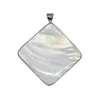 Perlmutt Anhänger Quadratisch in Metallrahmen eingefasst