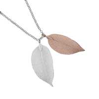 Silber- und Rose Goldfarbige Blatt Kette aus einem echten Blatt