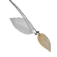 Silber- und Goldfarbige Blatt Kette aus einem echten Blatt