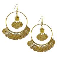 Messingfarbige Ohrringe mit geprägten Scheinmünzen