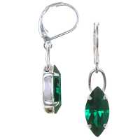 Ohrhänger mit Navette Swarovski Kristallen Farbe Smaragd grün