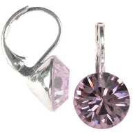 8mm Ohrringe mit Swarovski Kristall in der Farbe Amethyst Hell Violett