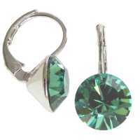 8mm Ohrringe mit Swarovski Kristall in der Farbe Erinit Grün