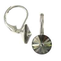 8mm Ohrringe mit Swarovski Kristall in der Farbe Schwarzer Diamant Grau