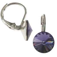 8mm Ohrringe mit Swarovski Kristall in der Farbe Tansanit Violett