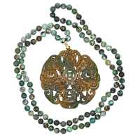 Braune Kette mit Glücks Drachen Amulett